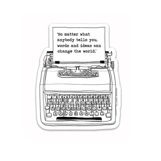 Words and Ideas Change the World Typewriter Vinyl Sticker