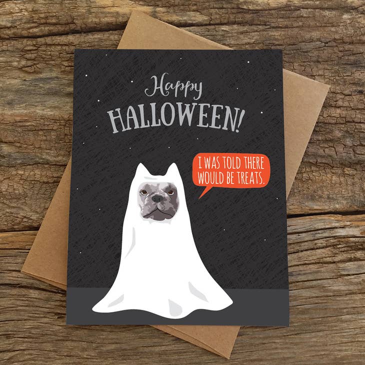 Treats French Bulldog Halloween Card