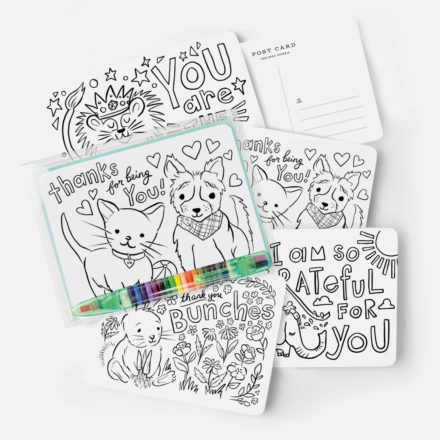 Color-In Thank You Postcard Kit for Kids