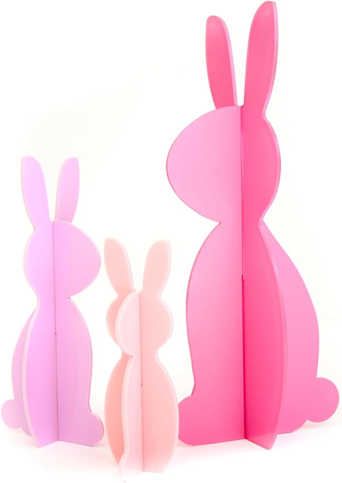 Acrylic Bunnies, Set of 3, 3 colors
