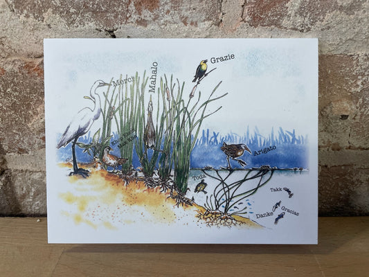 Wetland Thank You cards, Pack of 4