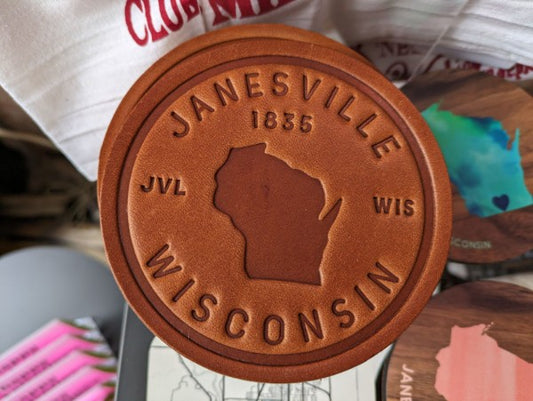 Leather Coaster - Janesville Wisconsin