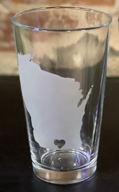 Wisconsin Pint Glass, 16 oz