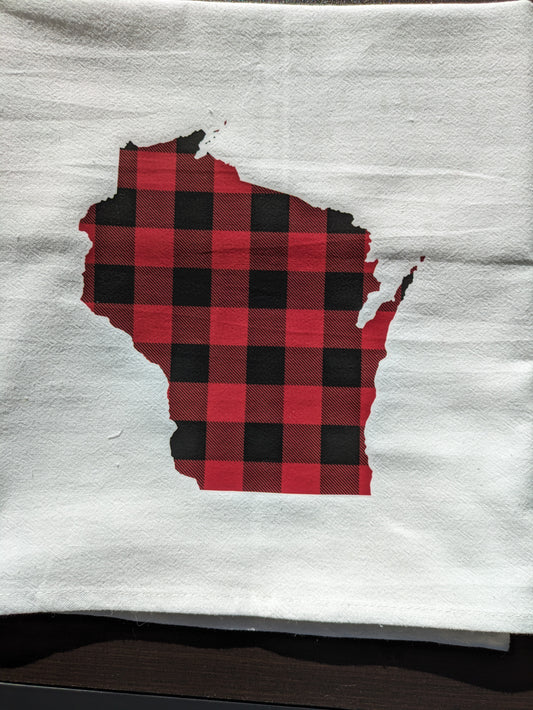 Buffalo Plaid Wisconsin Tea Towel