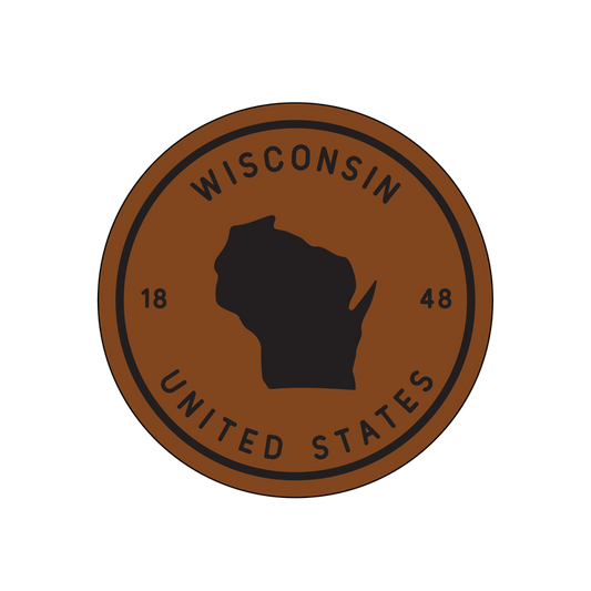 Leather Coaster - Wisconsin Silhouette