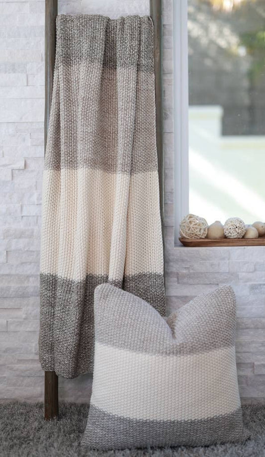 Marl Moss Stripe Knitted Throw