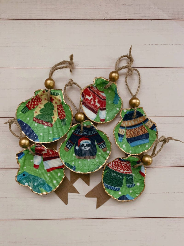 Ugly Sweaters Shell Ornament, 2 colors