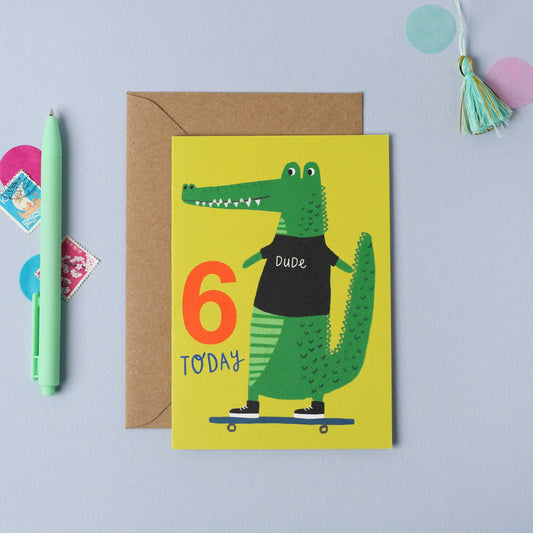 Age 6 Croc Birthday Card