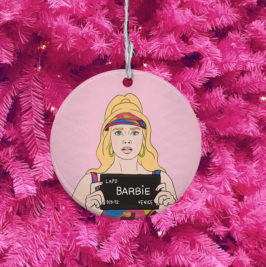 Barbie Mugshot Holiday Ornament