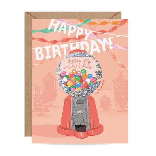 Scratch-off Gumball Machine Birthday Card
