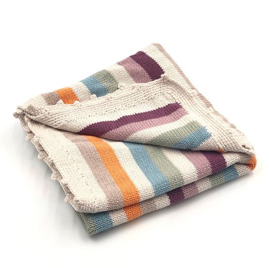 Organic Cotton Baby Blanket, Multi Striped