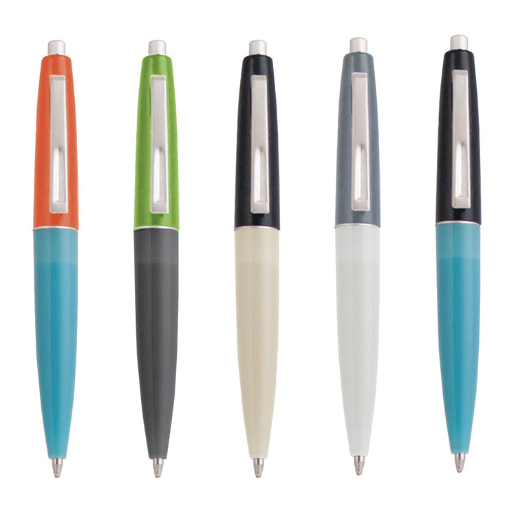 Five pens, each with two colors.