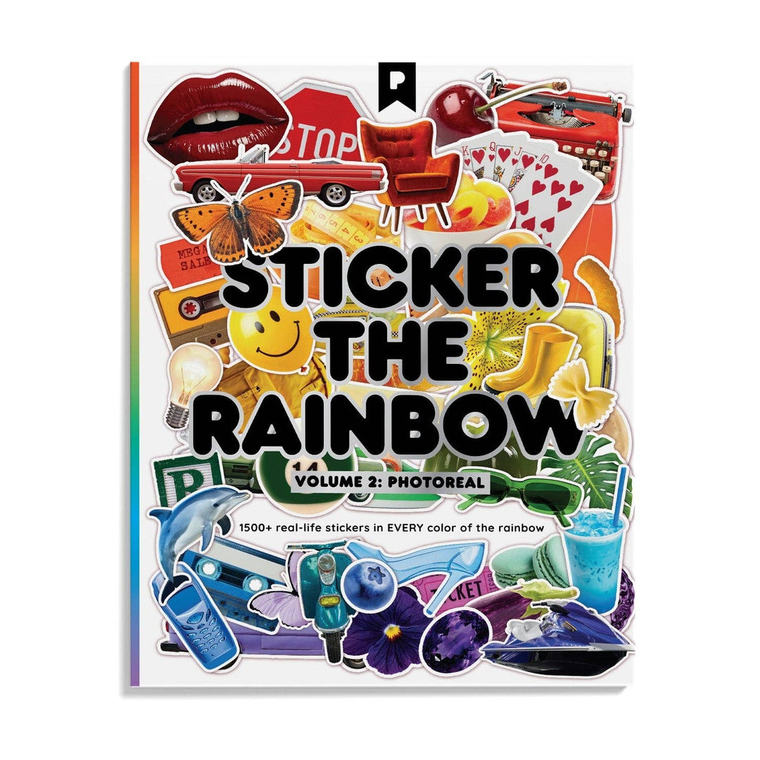 Cover of sticker book showing many of the included stickers.