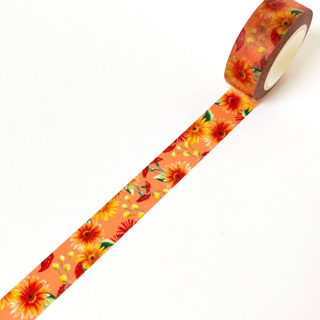 Floral-patterned tape on a white background