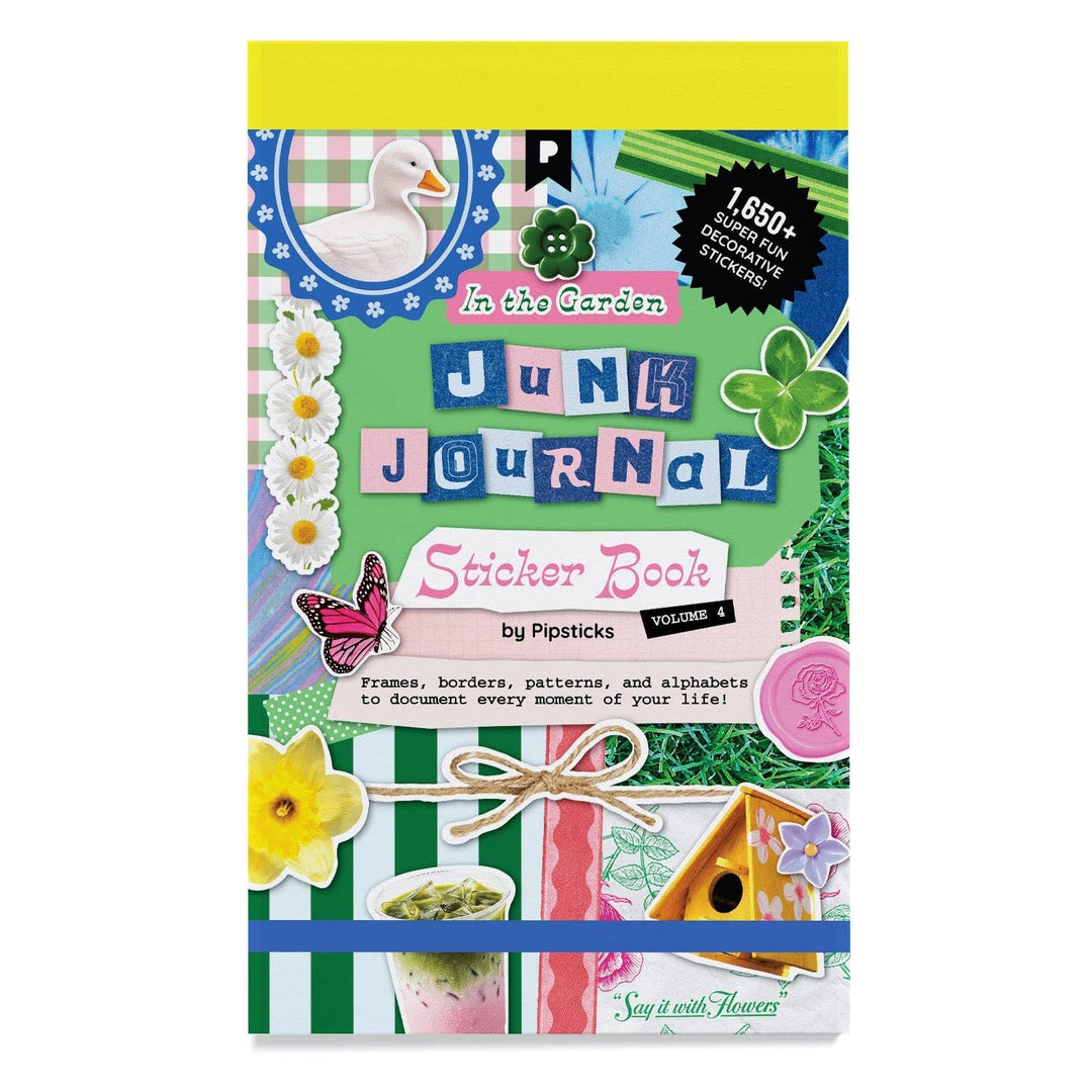 Junk Journal Sticker Book cover with colorful design and elastic band closure.