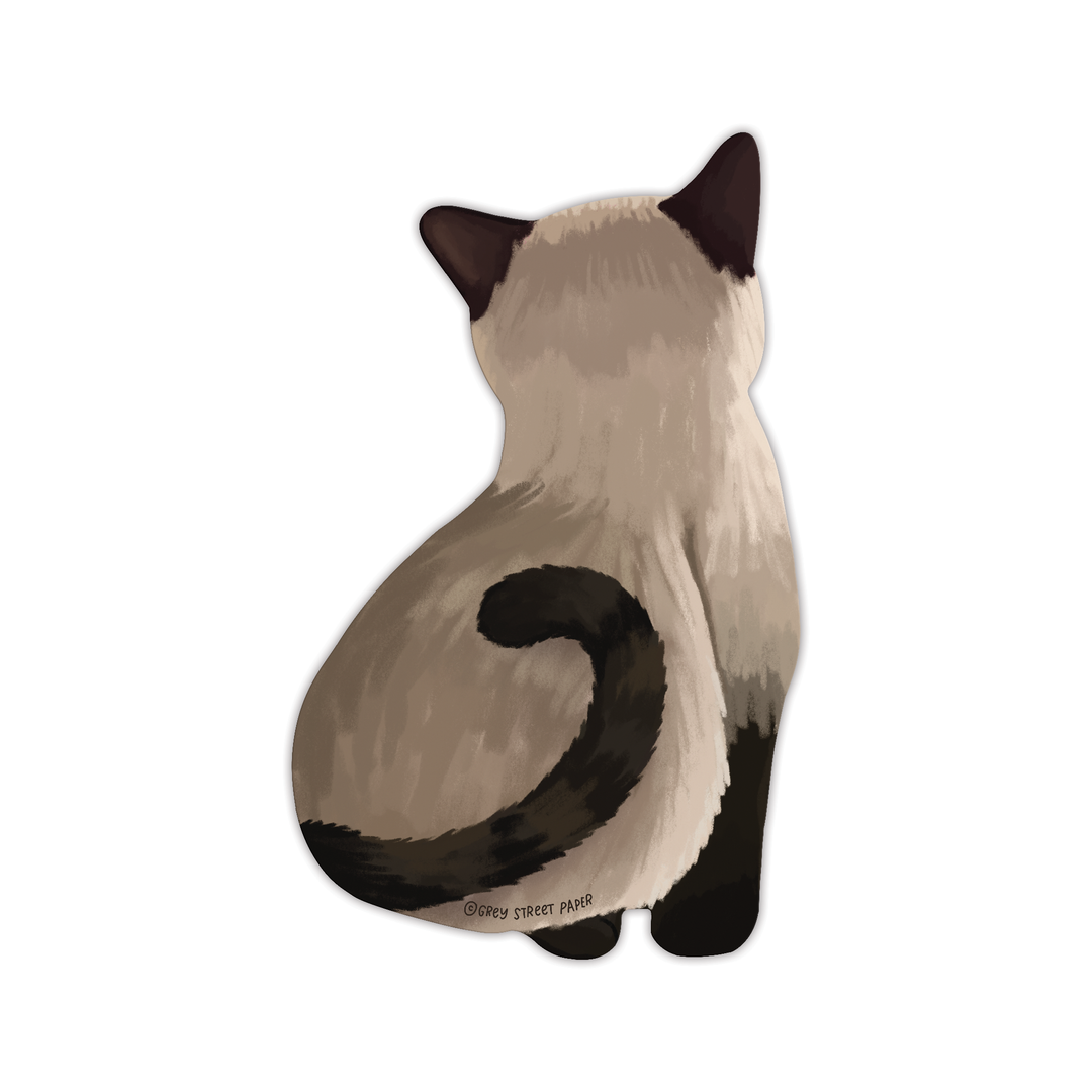 Back of the bookmark with a brown tail curled on its back.