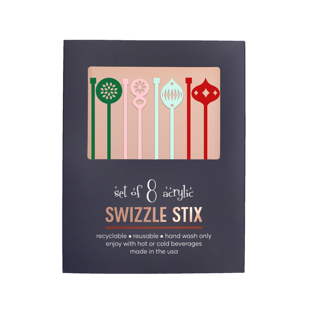 Holiday Ornament Drink Stirrer, Box of 8