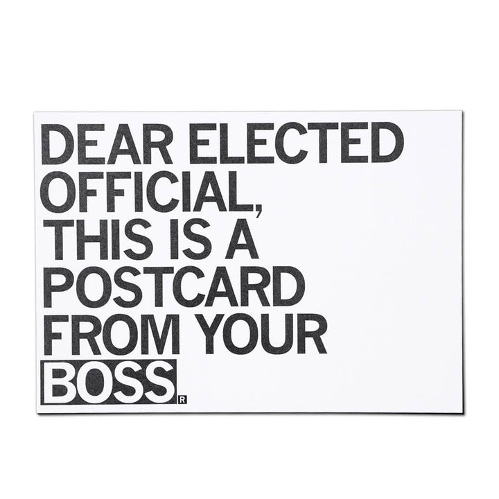 Large black capital letters on a white background. The word 'BOSS' is white letters on a black background.