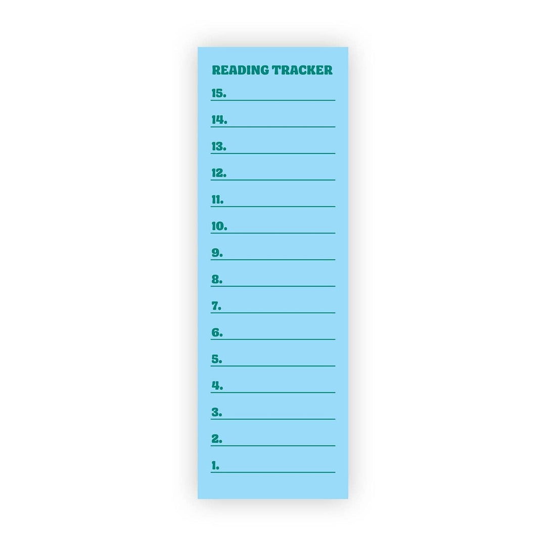 Lines for writing the titles of 15 books, with number 1 at the bottom and the title Reading Tracker at the top.