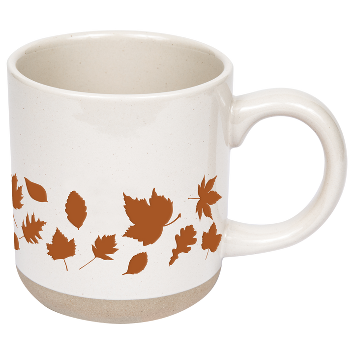 Orange Leaves Stoneware Mug, 14 oz