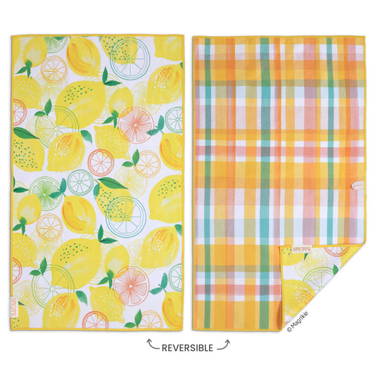 Lemon Plaid Microfiber Towel