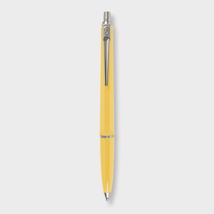 Yellow pen with silver clip.