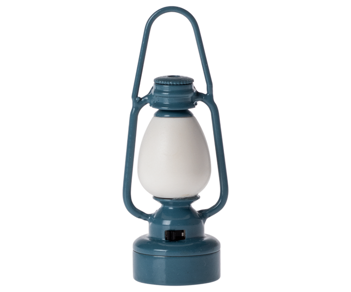 Metal camping lantern for mouse in blue. 