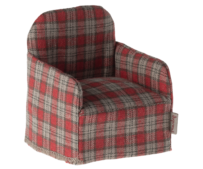Small red plaid armchair 