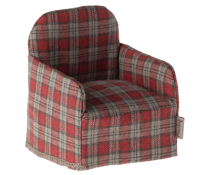 Small red plaid armchair 