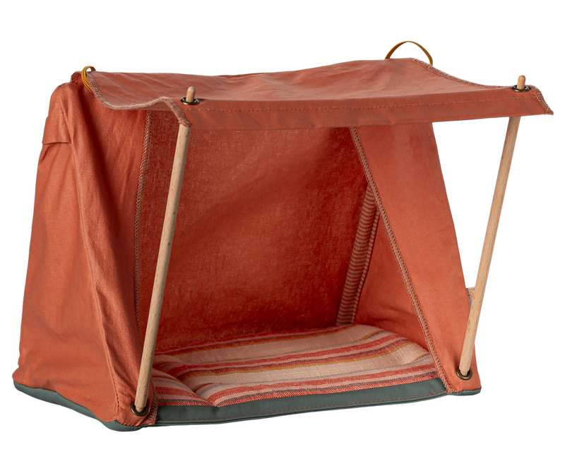 Tent for camping mice in orange.