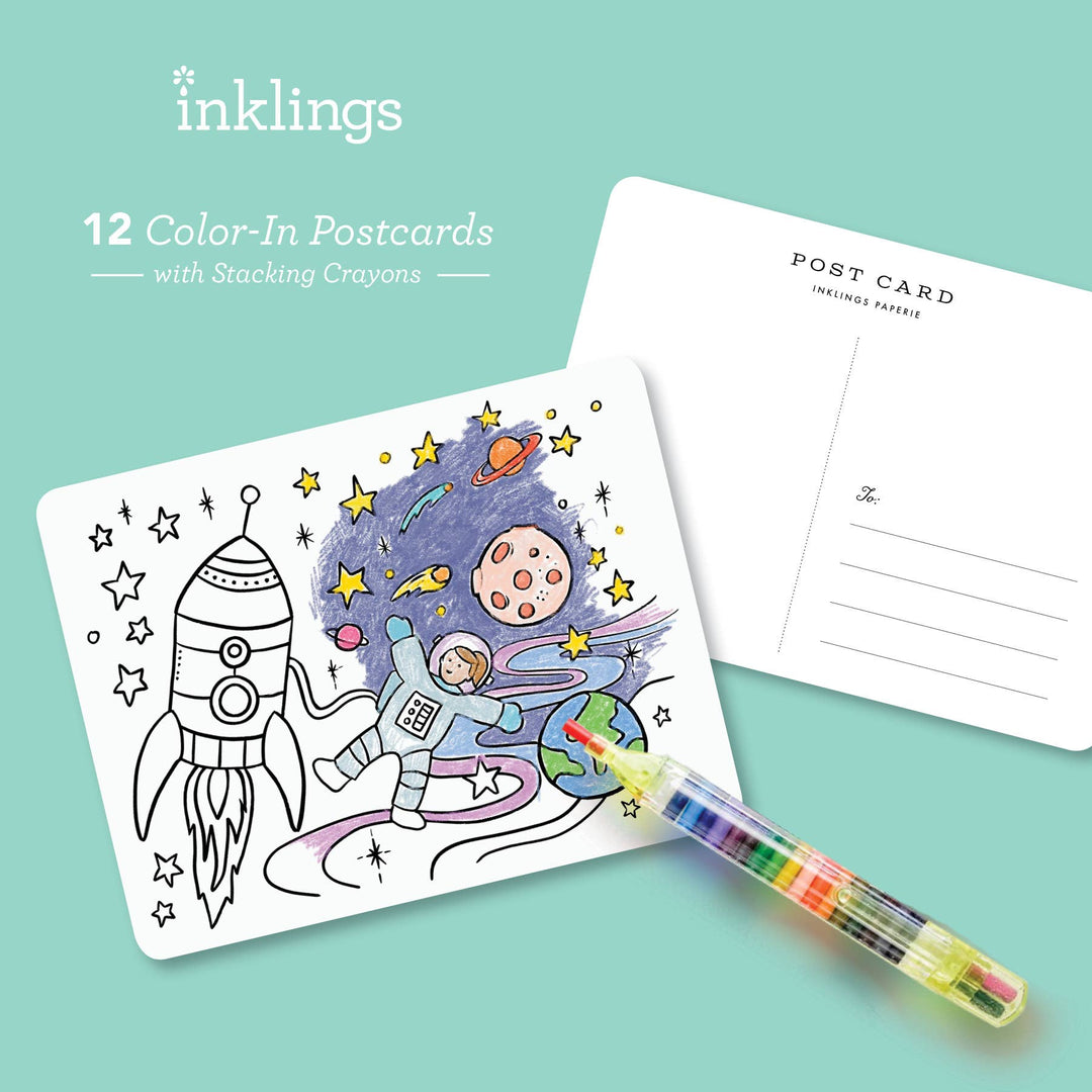 Color-In Adventure Postcard Kit for Kids