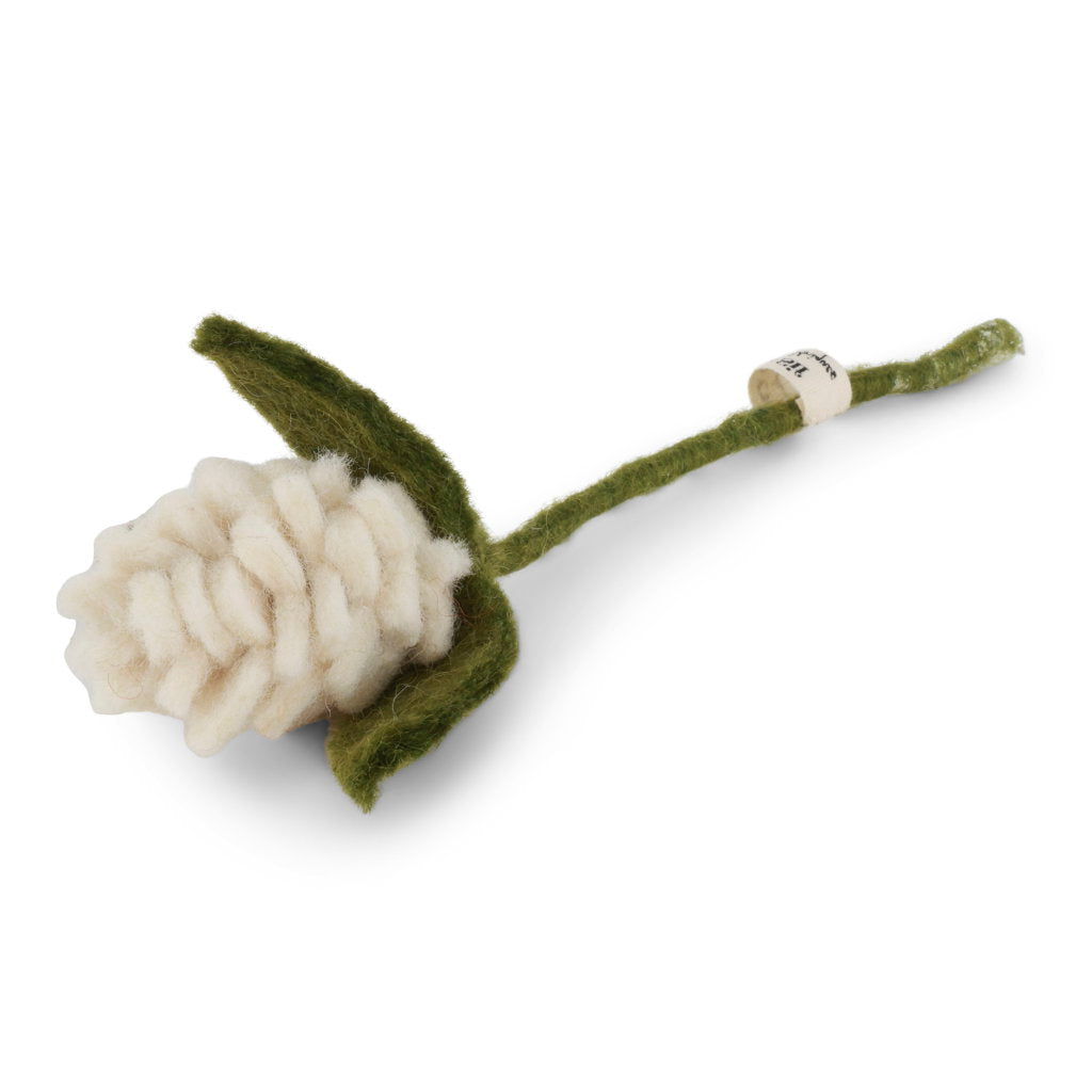 Felt narcissus flower with a green stem\