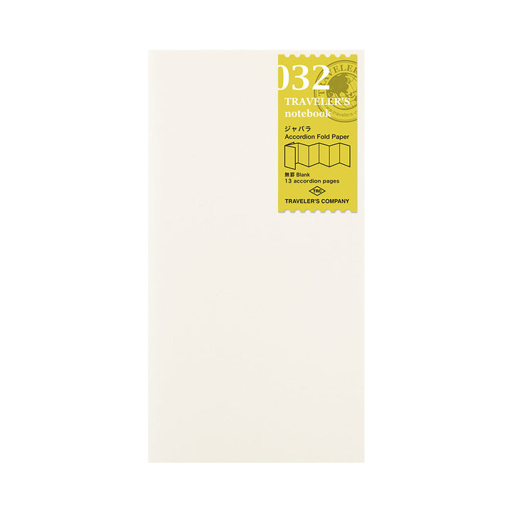Regular-sized 032 accordion folded paper, with a yellow label.
