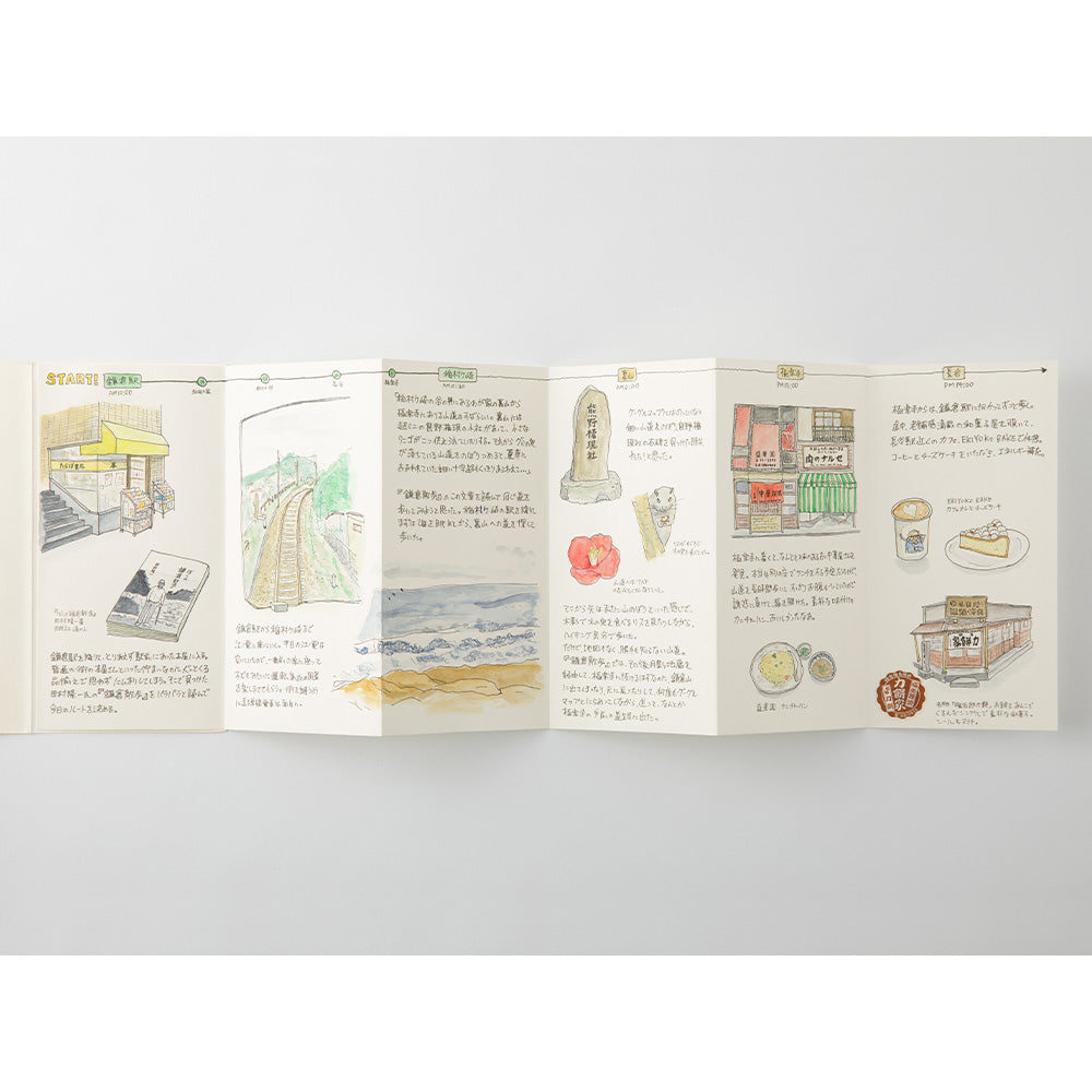 Example of journal entries on expanded accordion paper.