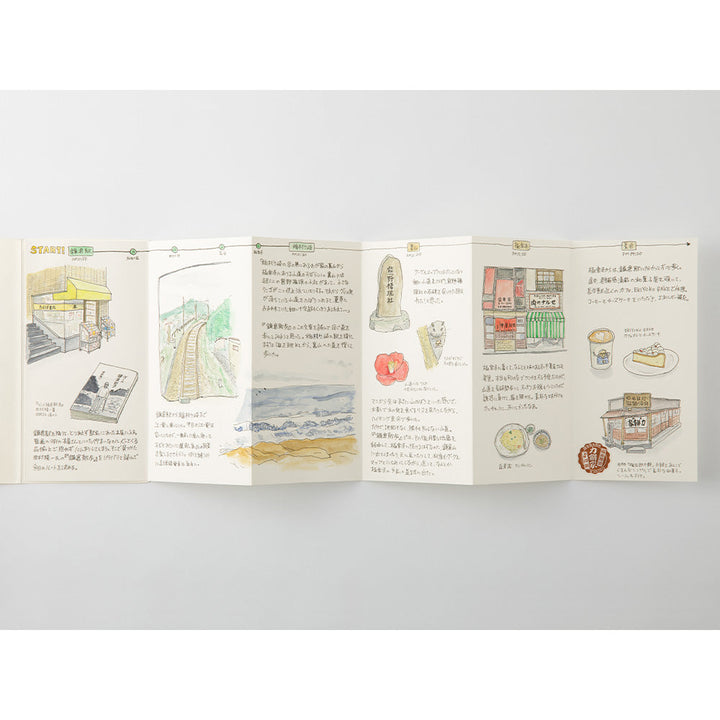 Example of journal entries on expanded accordion paper.