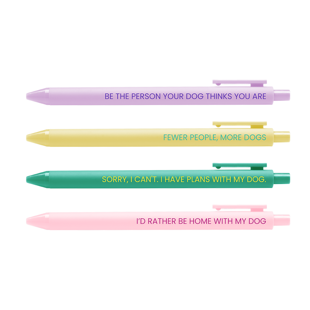 The four pens arranged horizontally, one atop the other.