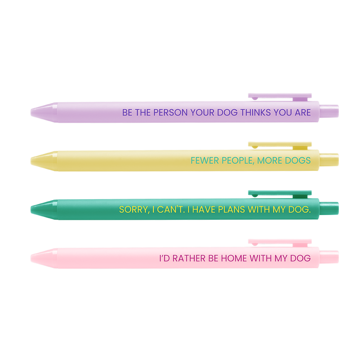 The four pens arranged horizontally, one atop the other.