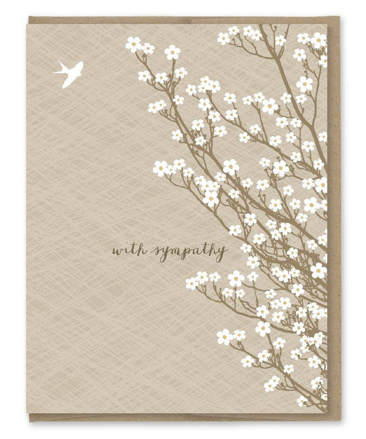 White Tree Blossoms With Sympathy Card