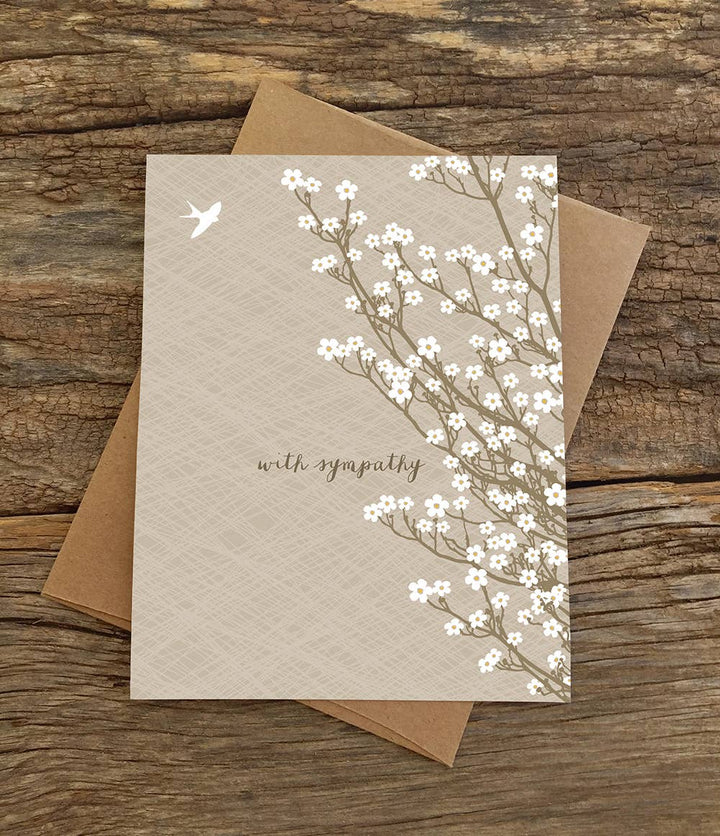 White Tree Blossoms With Sympathy Card