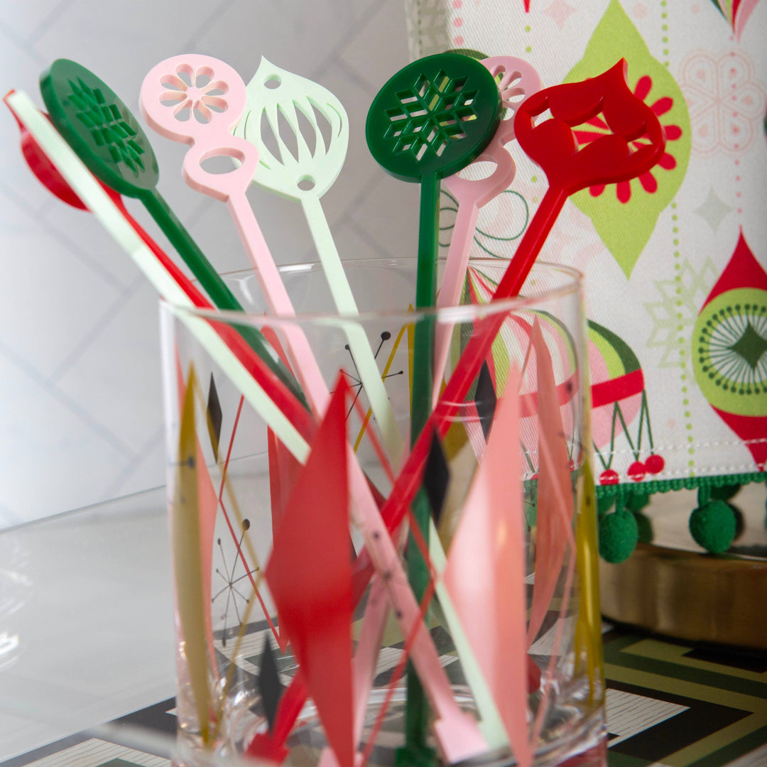 Holiday Ornament Drink Stirrer, Box of 8