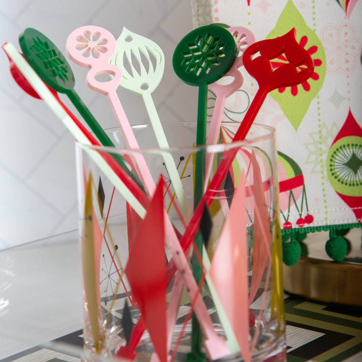 Holiday Ornament Drink Stirrer, Box of 8