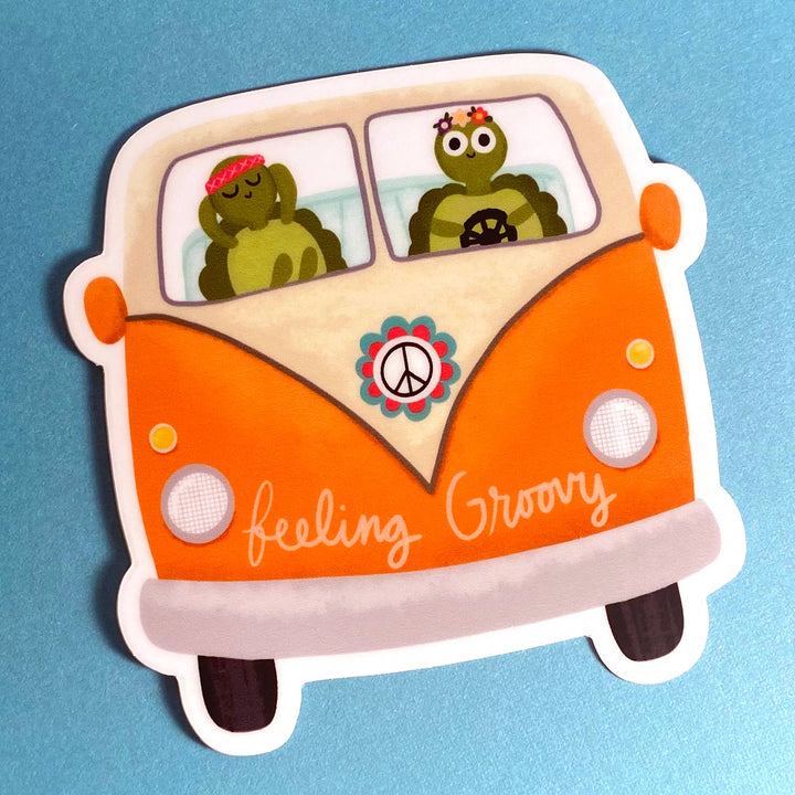 Groovy Turtle Hippie Bus Sticker