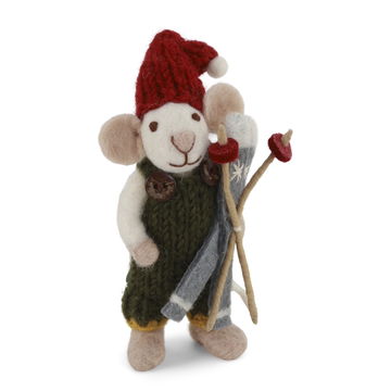 Felt Mouse Carrying Skis, 2 Sizes, 2 Styles