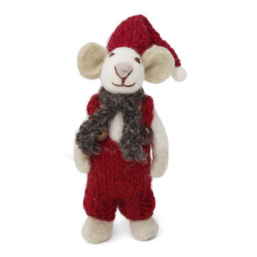 Felt Mouse with Hat & Scarf. 2 colors