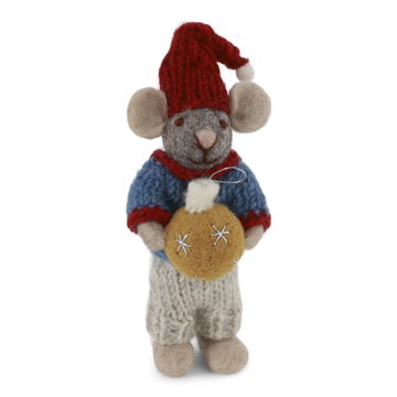 Felt Mouse with Christmas Bauble, 2 Sizes, 2 Styles
