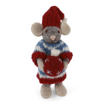 Felt Mouse with Christmas Bauble, 2 Sizes, 2 Styles