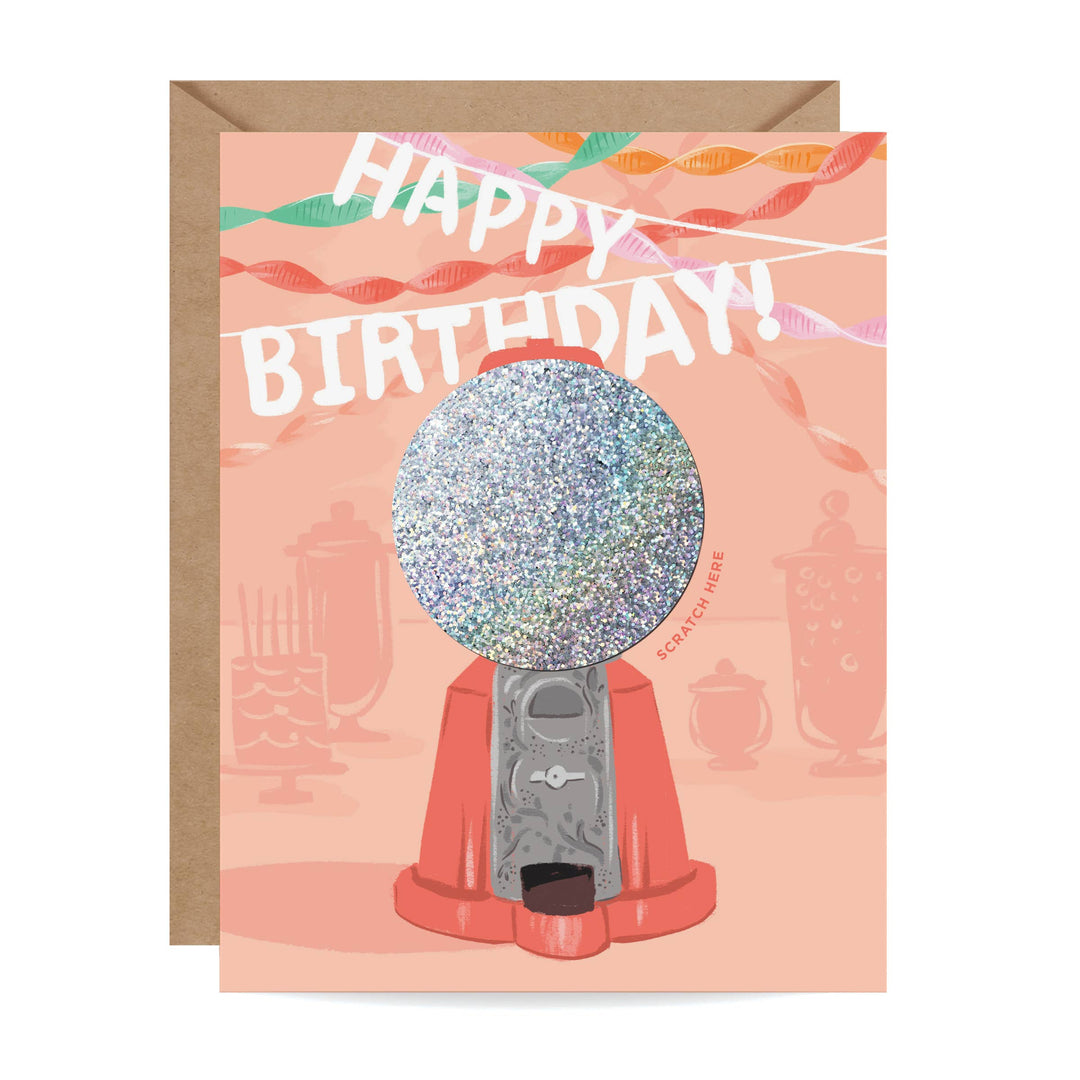 Scratch-off Gumball Machine Birthday Card