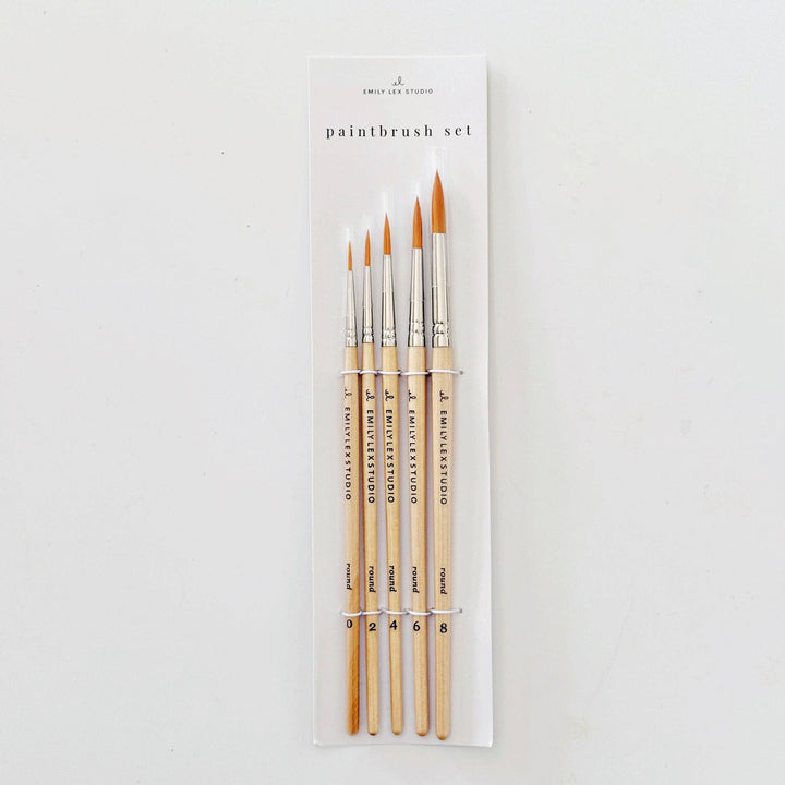 Watercolor Wood Paintbrushes, Set of 5