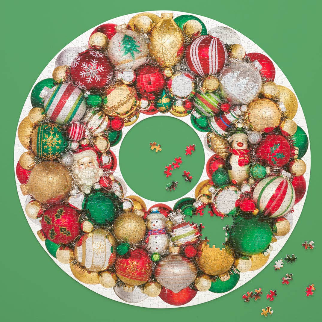 Holiday Ornament Wreath Puzzle, 1000 Pieces