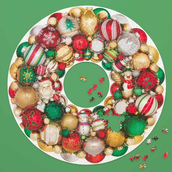 Holiday Ornament Wreath Puzzle, 1000 Pieces